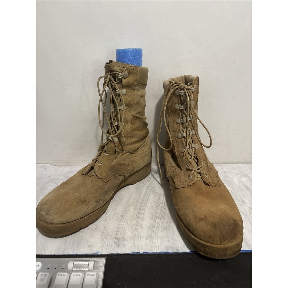 Wellco Air Force Boots Mens 10 W Safe Fly Lace Up Suede Sage Brown Military